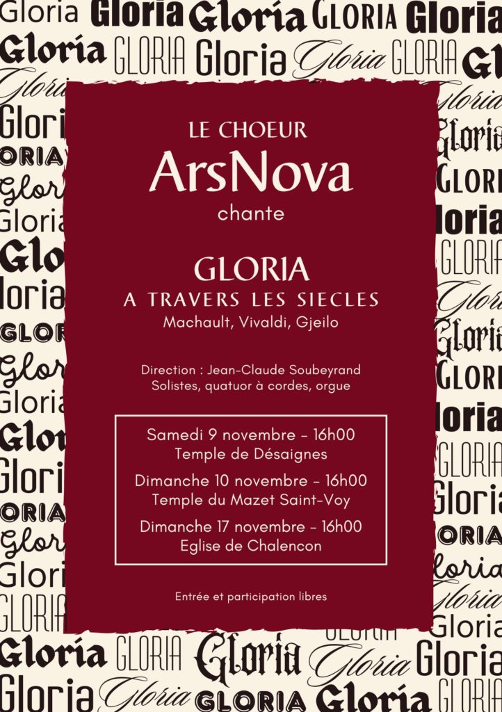 concerts DESAIGNE ARS NOVA GLORIA