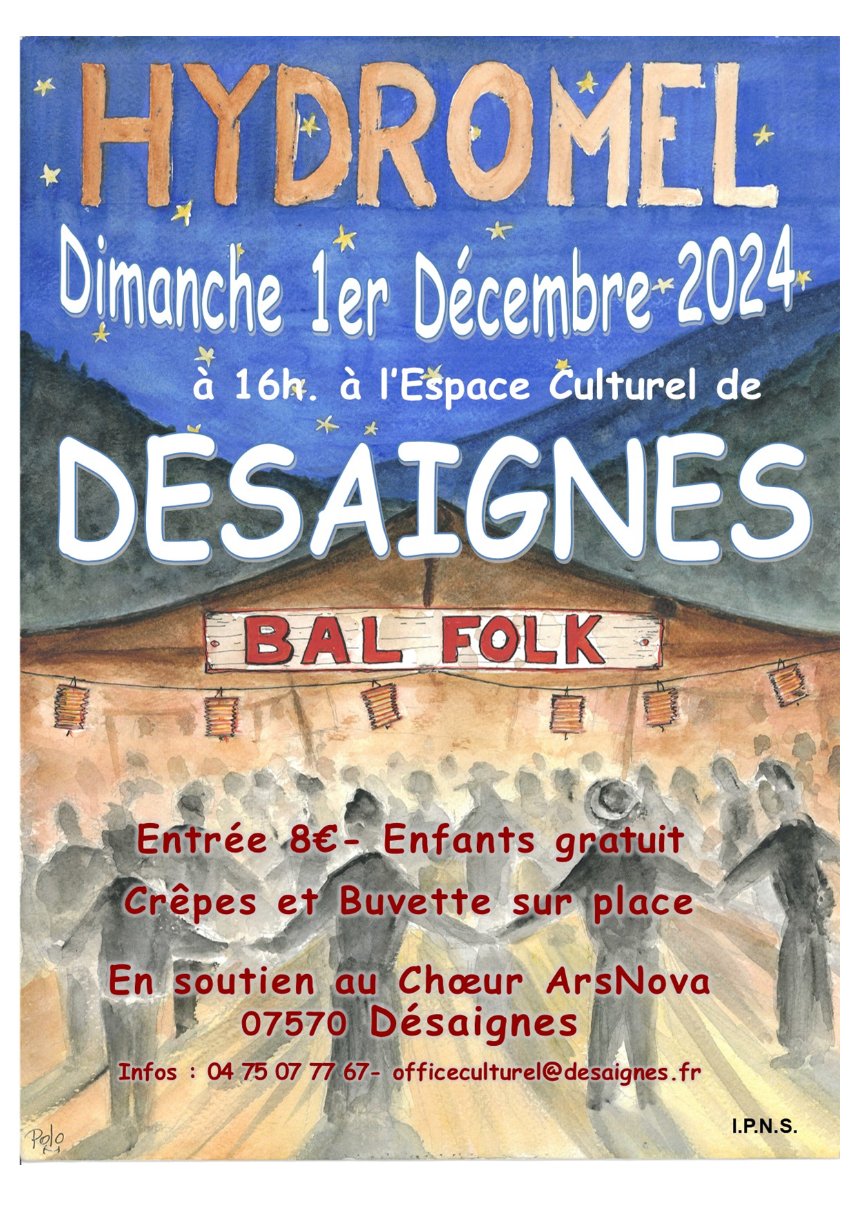 Affiche bal folk Ars nova desaignes